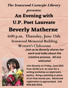 An Evening with U.P. Poet Laureate Beverly Matherne