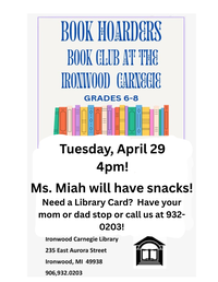 Book Hoarders Book Club Grades 6-8