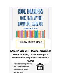 Book Hoarders Book Club Grades 6-8
