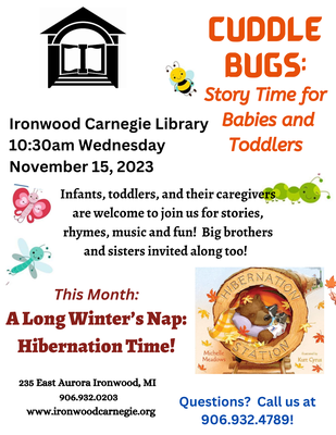 CANCELED FOR THIS MONTH  Cuddlebugs Story Time for Babies and Toddlers