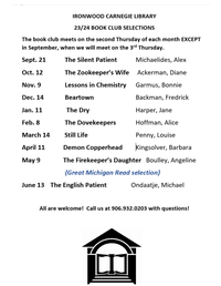 Ironwood Carnegie Adult Book Club